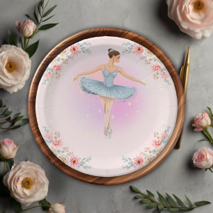 Assiettes En Carton Baby shower d'aquarelle floral Twirling