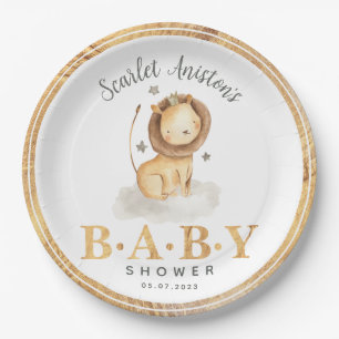 Assiettes En Carton Baby shower d'aquarelle Lion King Safari