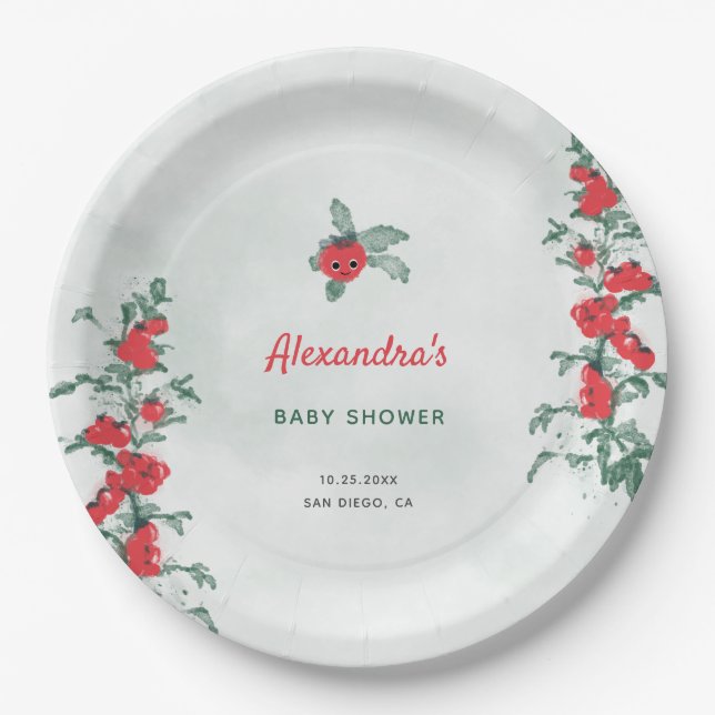 Assiettes En Carton Baby shower d'aquarelle rustique chic Little Tomat (Devant)
