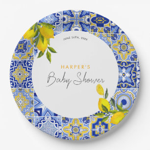Assiettes En Carton Baby shower d'arche citron méditerranéen Boho