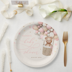 Assiettes En Carton Baby shower d'attente rapide de l'ours rose Teddy