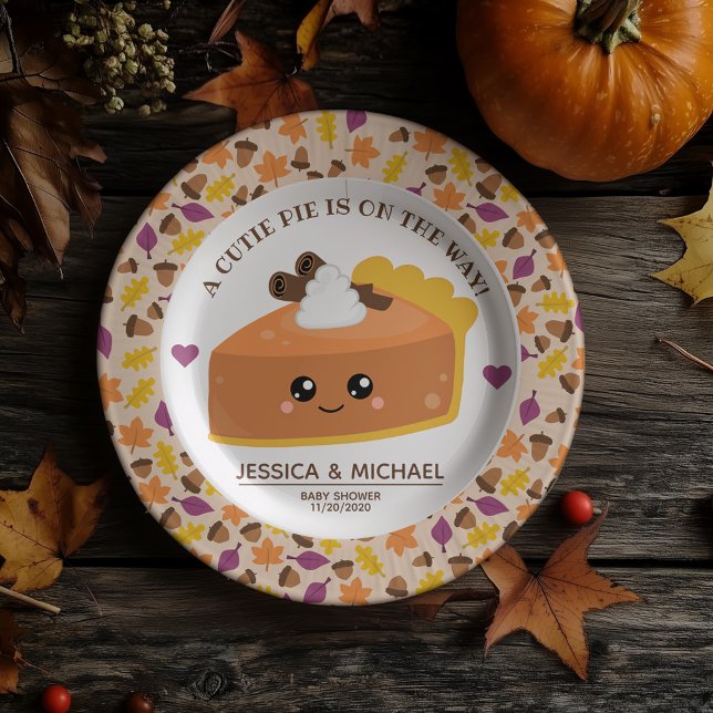 Assiettes En Carton Baby shower d'automne Cutie Pie ( You’ll definitely want a piece of this cutie pie baby shower paper plate. )