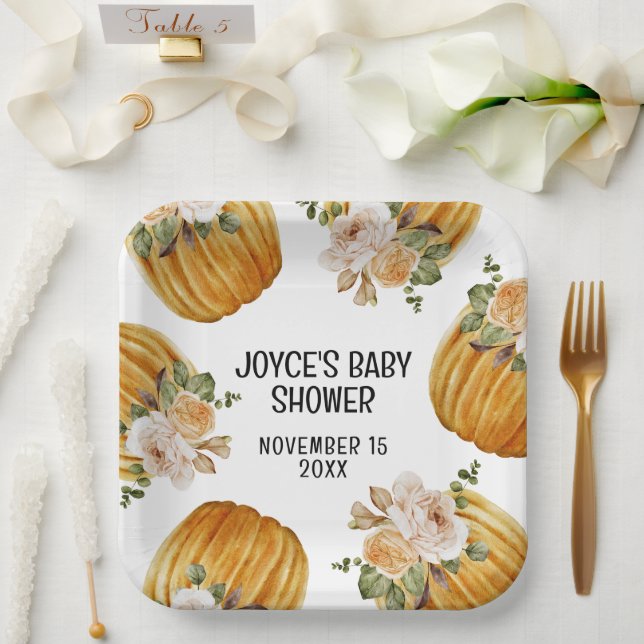 Assiettes En Carton Baby shower d'automne de Little Citrouille (Mariage)