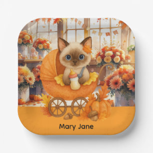 Assiettes En Carton Baby shower d'automne pour Amoureux de les chats