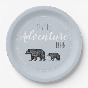 Assiettes En Carton Baby shower d'aventure des ours de bois rustique