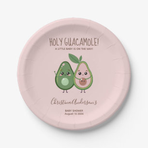 Assiettes En Carton Baby shower d'Avocado rose Saint-Guacamole