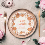 Assiettes En Carton Baby shower de Baby shower Floral Super Boho Retro<br><div class="desc">Cette plaque en papier baby shower boho/bohème présente des fleurs sauvages super et rétro dans les tons orange. Personnalisez-le selon vos besoins. Vous pouvez trouver des produits correspondants dans mon magasin.</div>