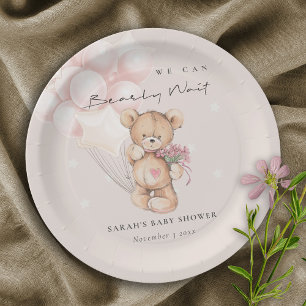 Assiettes En Carton Baby shower de ballon d'ours d'attente blanc mou