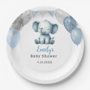 Assiettes En Carton Baby shower de ballons pour garçons éléphants de B