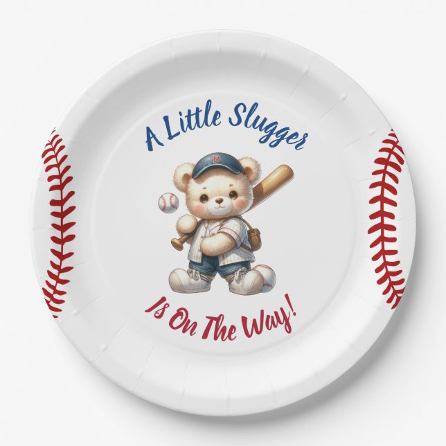 Assiettes En Carton Baby shower de baseball (Devant)