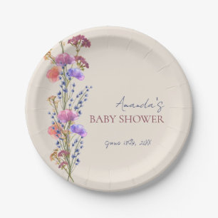 Assiettes En Carton Baby shower de bouquet floral en acrylique beige r