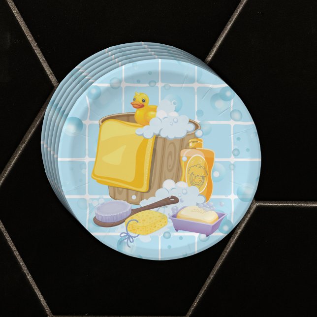 Assiettes En Carton Baby shower de bulles de caoutchouc moderne (Créateur téléchargé)