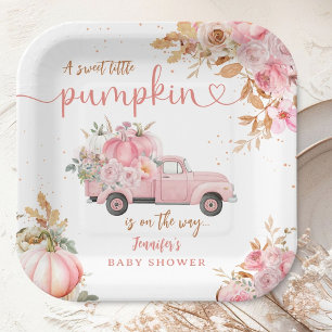 Assiettes En Carton Baby shower de camion Citrouille rose automne auto