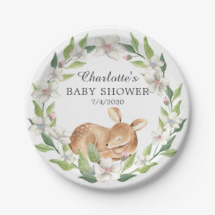 Assiettes En Carton Baby shower de cerf doux en bois 7" Plaque