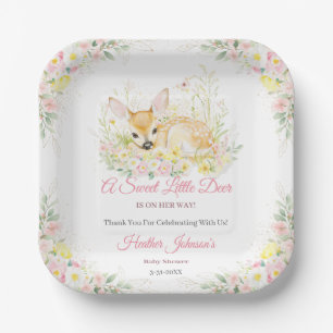 Assiettes En Carton Baby shower de cerf rose pâle
