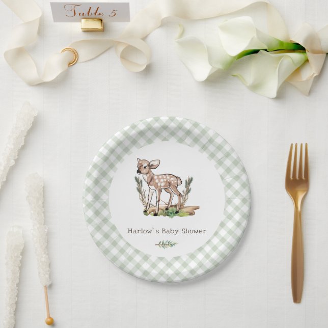 Assiettes En Carton Baby shower de cerfs de boeufs Oh Deer Woodland (Mariage)