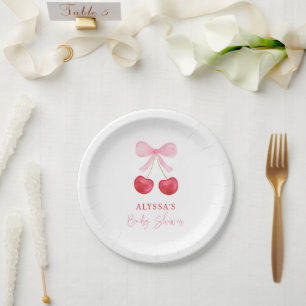 Assiettes En Carton Baby shower de cerise rose Bow