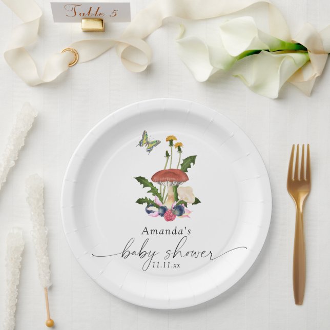 Assiettes En Carton Baby shower de champignons (Mariage)