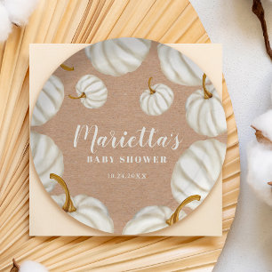 Assiettes En Carton Baby shower de chute blanc Little citrouille