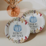 Assiettes En Carton Baby shower de chute Citrouille bleu Naples<br><div class="desc">Bleu citrouille garçon  automne plaques en papier baby shower.</div>