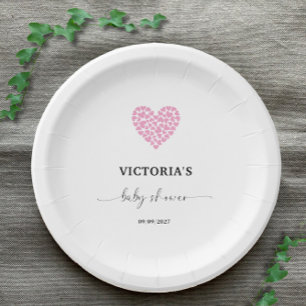 Assiettes En Carton Baby shower de coeur rose