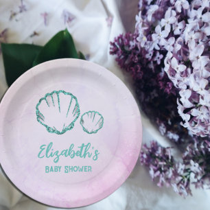 Assiettes En Carton Baby shower de coquillage