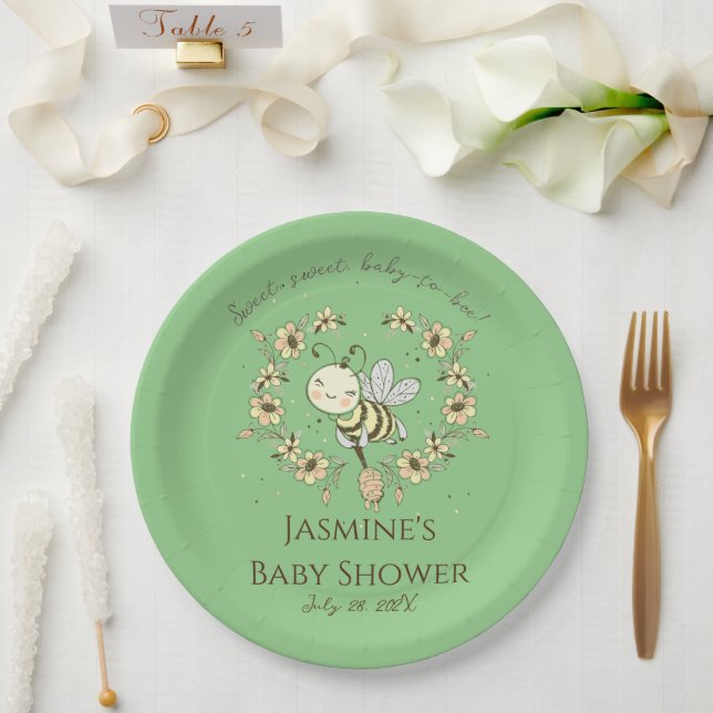 Assiettes En Carton Baby shower de couronne d'abeilles (Mariage)