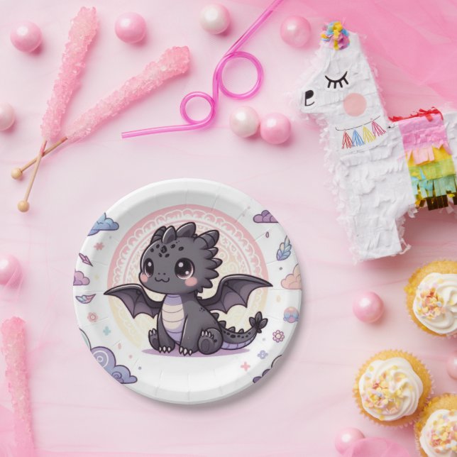 Assiettes En Carton Baby shower de dragon épais Whimsical (Fête)