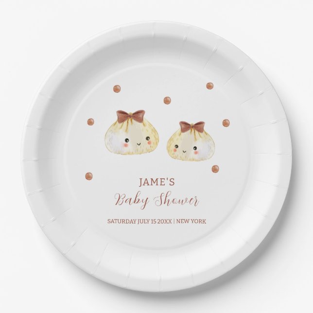 Assiettes En Carton Baby shower de dumping neutre entre les sexes (Devant)