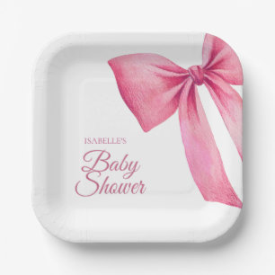 Assiettes En Carton Baby shower de fille à la cou rose