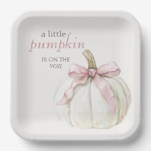 Assiettes En Carton Baby shower de fille blanche petite Citrouille ros