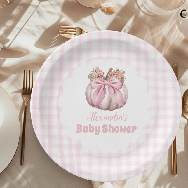 Assiettes En Carton Baby shower de fille Citrouille rose (Créateur téléchargé)