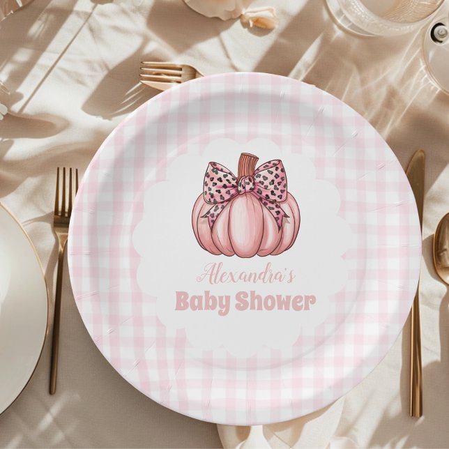 Assiettes En Carton Baby shower de fille Citrouille rose (Créateur téléchargé)