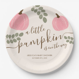 Assiettes En Carton Baby shower de fille d'automne Eucalyptus Citrouil