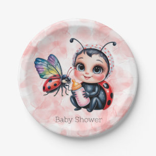 Assiettes En Carton Baby shower de fille de coccinelle et papillon