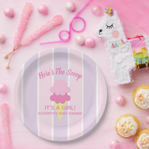 Assiettes En Carton Baby shower de fille de crème glacée estivale