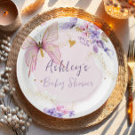 Assiettes En Carton Baby shower de fille de jardin rose papillon flora<br><div class="desc">Un joli ajout à votre décor de fête. Thème papillon.</div>