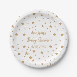 Assiettes En Carton Baby shower de fille de Parties scintillant Gold S
