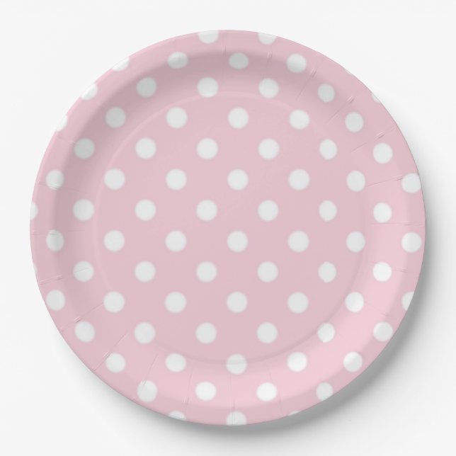 Assiettes En Carton Baby shower de fille Pink Polka Dot (Devant)