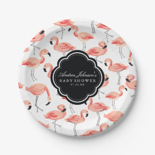 Assiettes En Carton Baby shower de Flamant rose