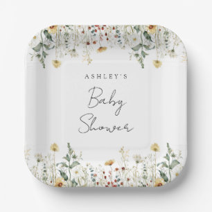 Assiettes En Carton Baby shower de Fleur sauvage d'été