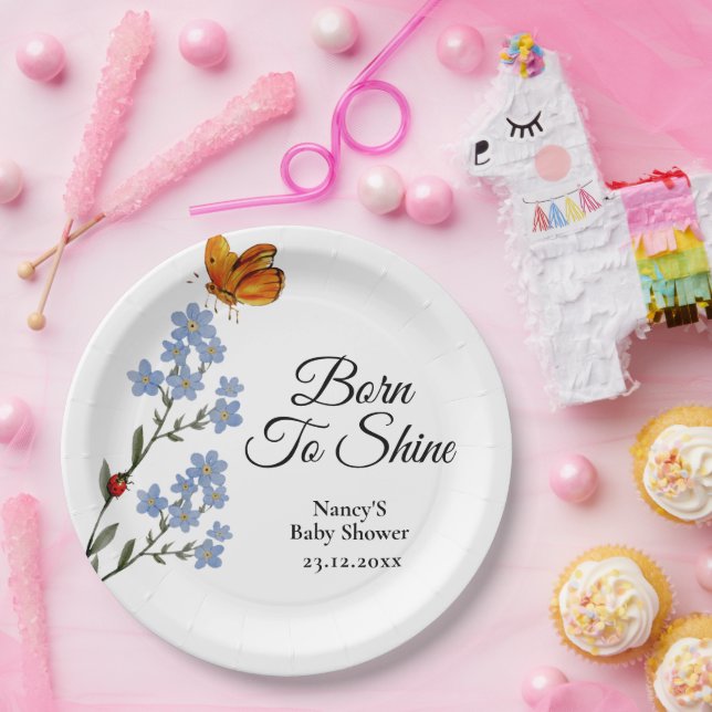 Assiettes En Carton Baby shower de fleurs d'aquarelle (Fête)