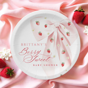 Assiettes En Carton Baby shower de fraises de la Bow rose