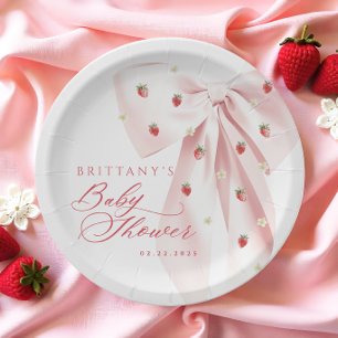 Assiettes En Carton Baby shower de fraises de la Bow rose
