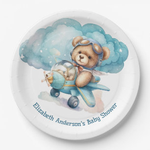 Assiettes En Carton Baby shower de garçon d'avion Teddy Bear