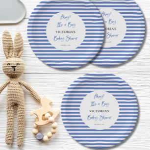 Assiettes En Carton Baby shower de garçon Nautical Blue Stripes