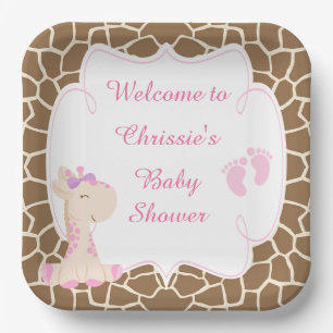 Assiettes En Carton Baby shower de Giraffe Rose Cute