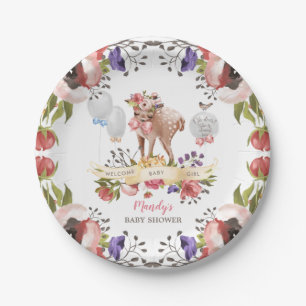 Assiettes En Carton Baby shower de Girl Watercolor Oh Deer