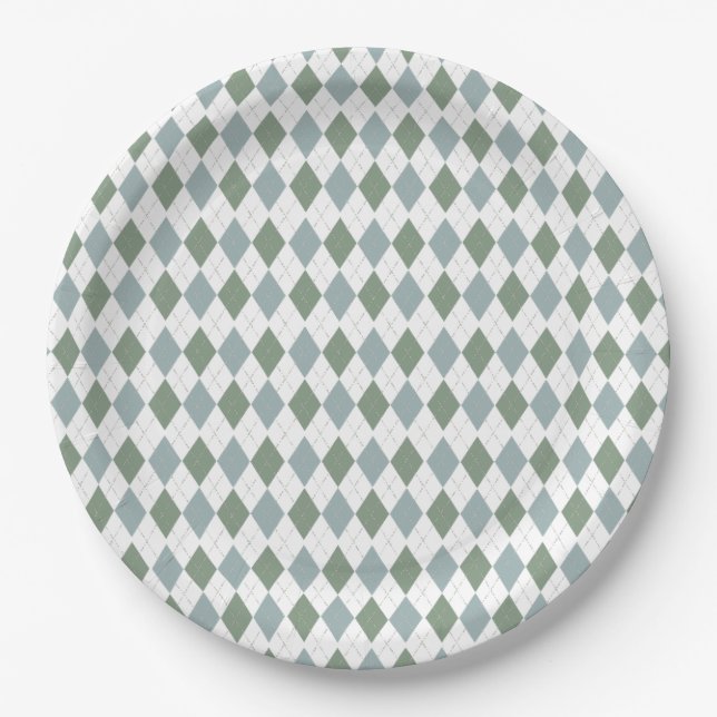 Assiettes En Carton Baby shower de golf moderne Motif Jacquard (Devant)