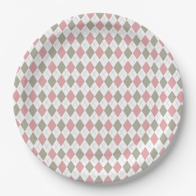 Assiettes En Carton Baby shower de golf moderne Motif rose (Devant)